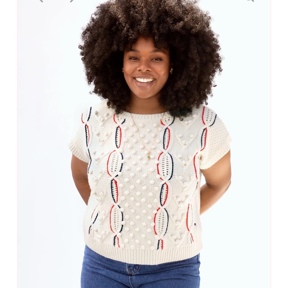 Clare V cropped Cream Cable Knit Sweater Medium